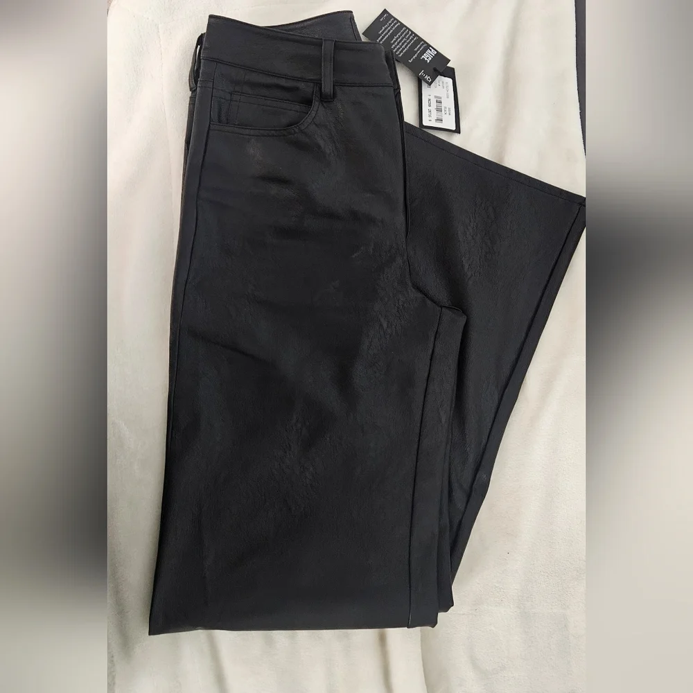 NWT PAIGE Sasha Faux Leather High Rise Wide Leg Jeans in Black Size 28 - Picture 5 of 5